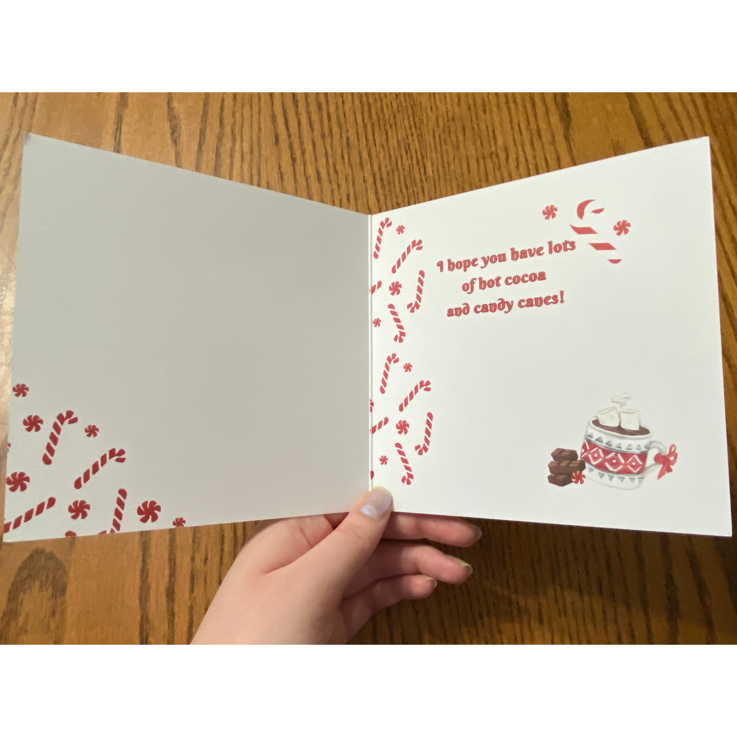 Candy Cane Merry Christmas greeting card with envelope