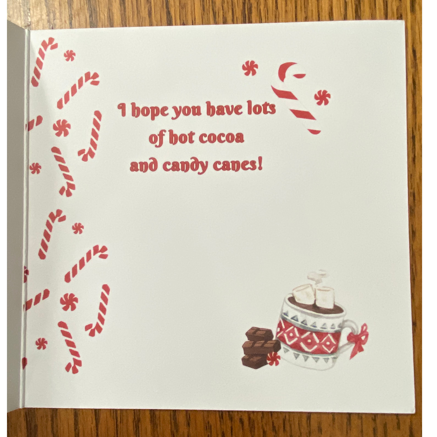 Candy Cane Merry Christmas greeting card with envelope