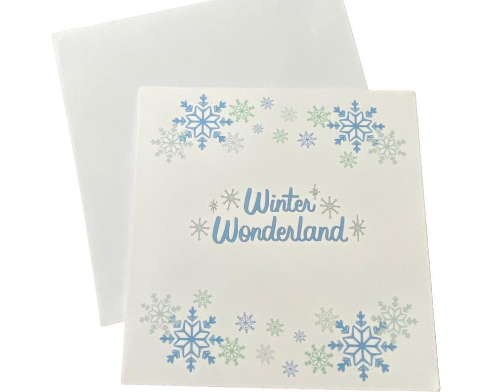 Snowflake Christmas Greeting Cards with holiday greetings and envelope