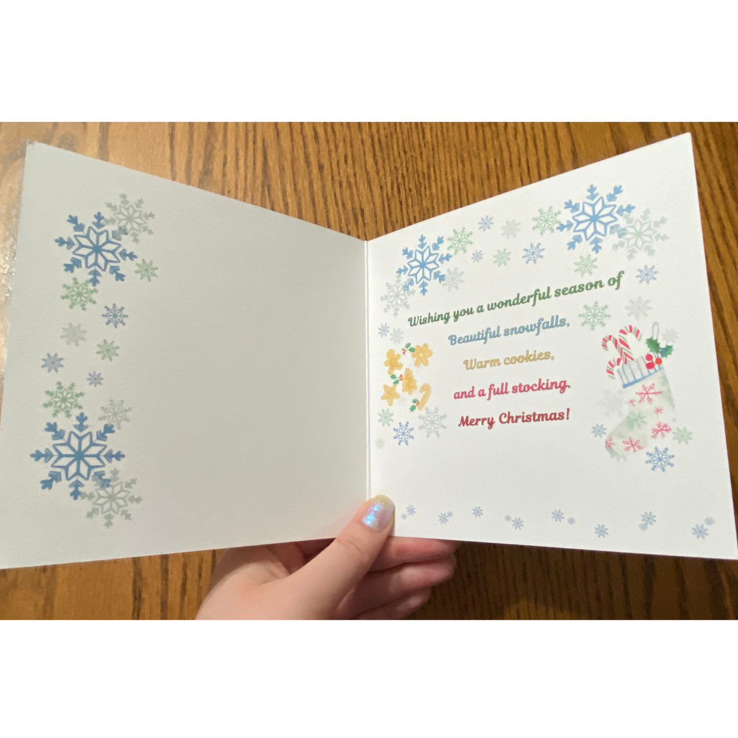 Snowflake Christmas Greeting Cards with holiday greetings and envelope