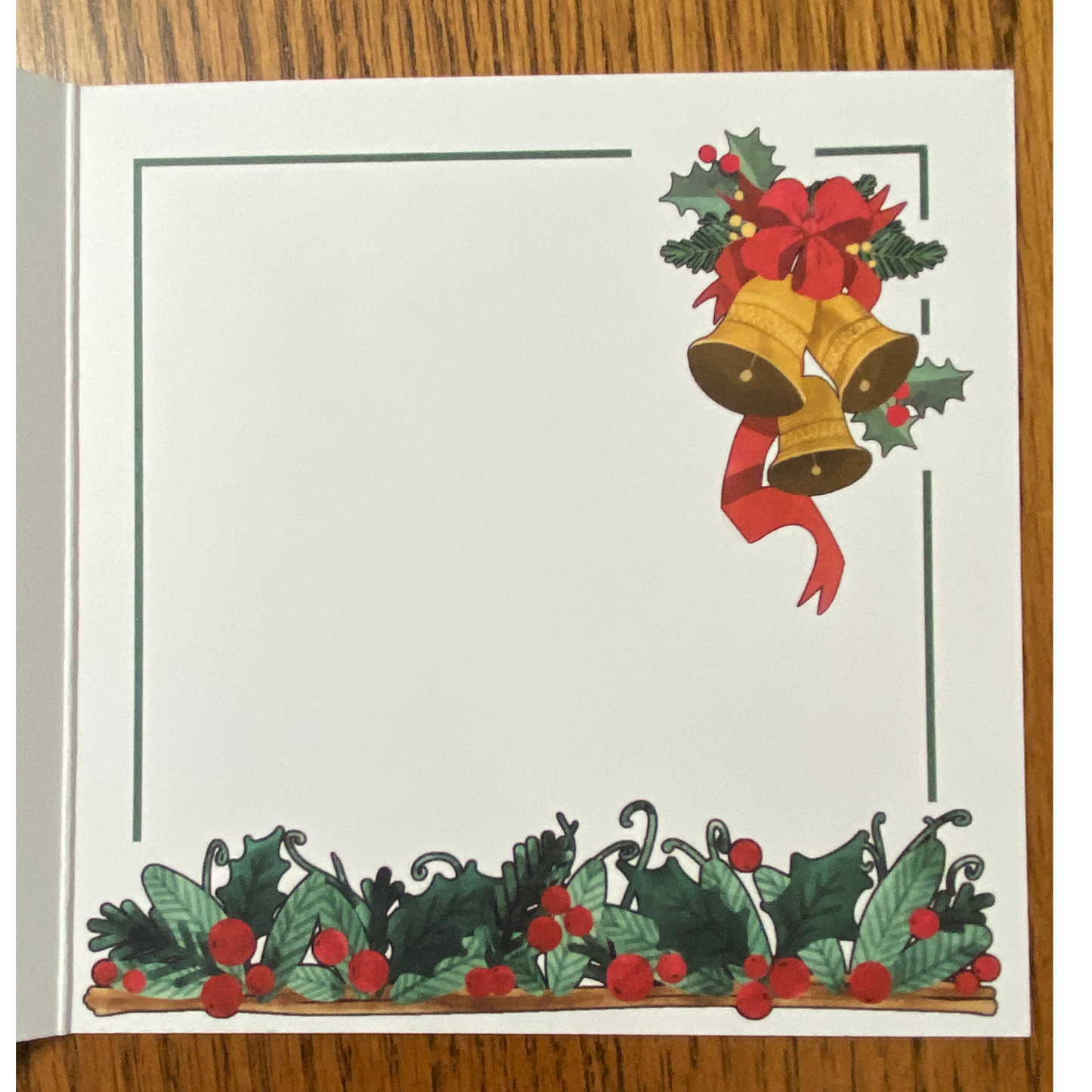 Christmas Greeting card with Holly wreath blank with envelope included