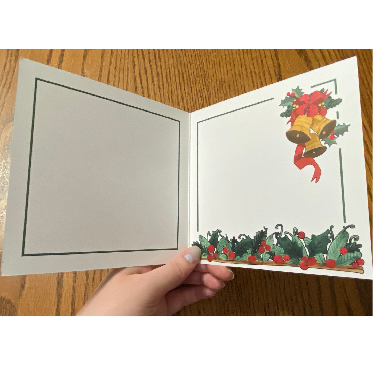Christmas Greeting card with Holly wreath blank with envelope included