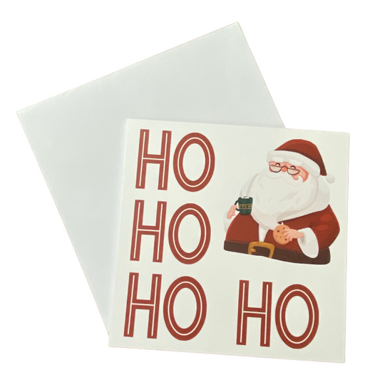 Christmas Greeting card with Santa, cookies and hot chocolate envelope included