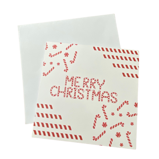 Candy Cane Merry Christmas greeting card with envelope