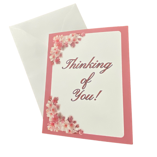 Floral Thinking of You Greeting card with message and envelope