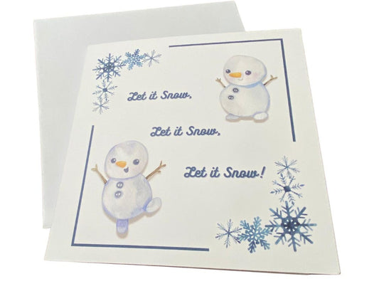 Snowman Winter Season Greeting Card with message and envelope