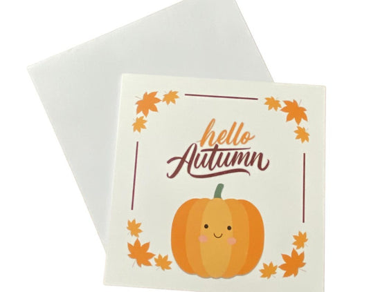 Hello Autumn Fall Greeting Card - envelope included